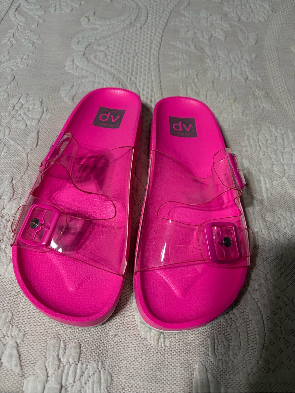 DV Dolce Vita Julio Jelly Slide Sandals in hot pink EUC sz 8 comfy versatile